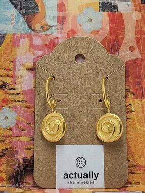Earrings with vintage Todd Oldham Buttons 90s 24K Gold